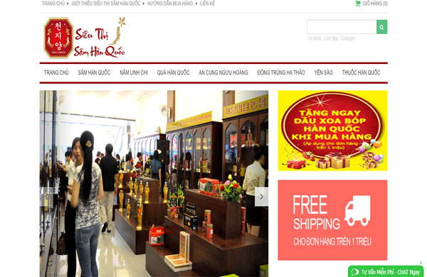 mẫu website bán sâm hàn quốc đảm bảo chất lượng